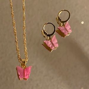 Butterfly Necklace and Butterfly Earrings